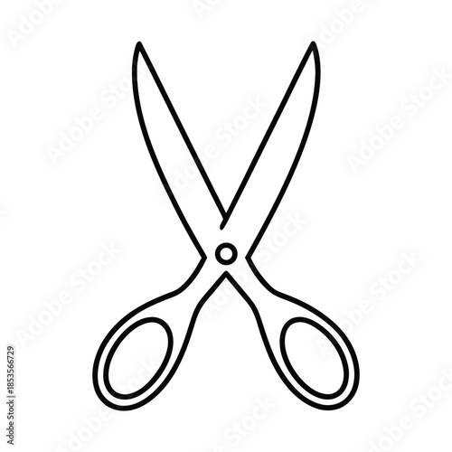 Scissors line art icon cutting tool craft office supply on white background Vector illustration