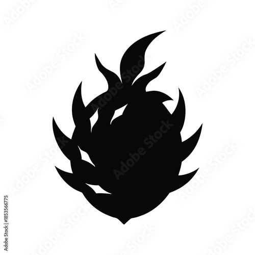 Tropical dragon fruit silhouette exotic fruit design on white background Vector illustration