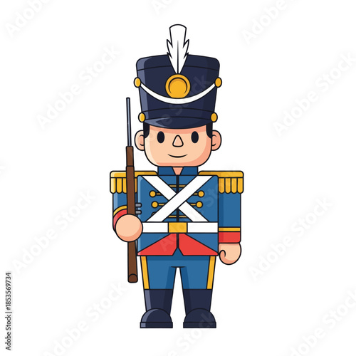 Colorful cartoon toy soldier representing a historic military figure in vibrant hues and detailed
