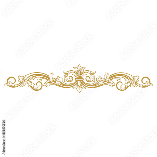 Elegant Golden Ornate Scrollwork Decorative Divider Design Element