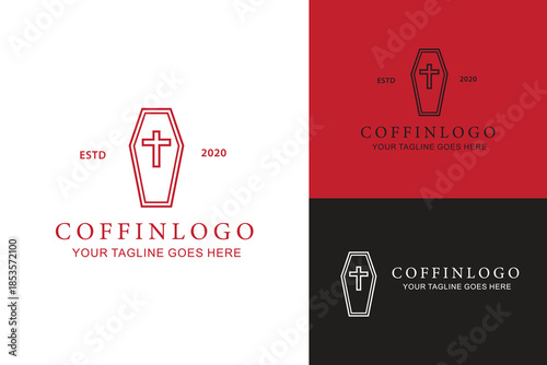 Coffin with christian catholic cross halloween 
 party simple suitable for the coffin shop industry 