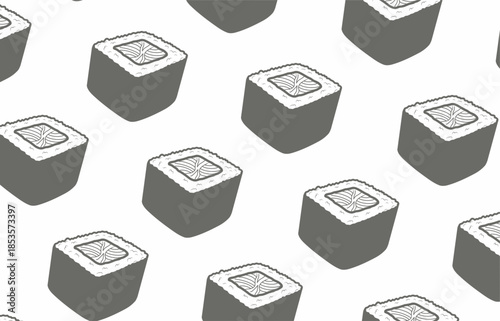 Seamless Maki Roll Vector Pattern for Fabric Print