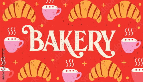 Seamless Bakery Pattern Background with Bread Croissants and Pastries Illustration
