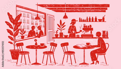 Minimalist Monochrome Cafe Silhouette Vector Art for Branding and Menus
