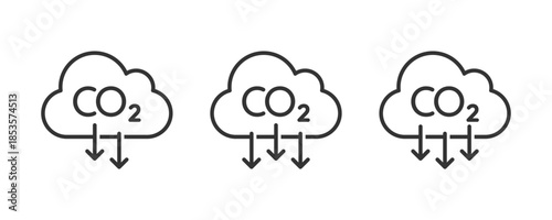 Carbon emissions reduction icon. CO2 icon. CO2 reduction icon. Low carbon dioxide icon