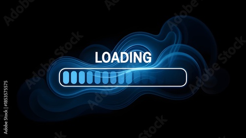 A futuristic digital loading bar signifying data processing and system progress