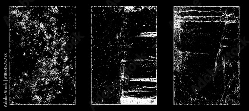 Grunge worn paper effect. Overlay texture stamps with old paper. Stamps distress grain surface dust and rough background concept. Illustration place over object to create grunge effect. Vector EPS10.
