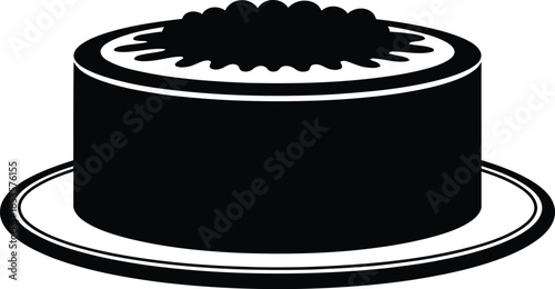 Simple black and white illustration of a top hat on a plate