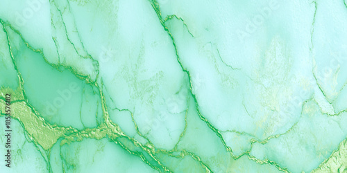 An abstract close up view of a vibrant green and white marbled stone texture with natural veining patterns