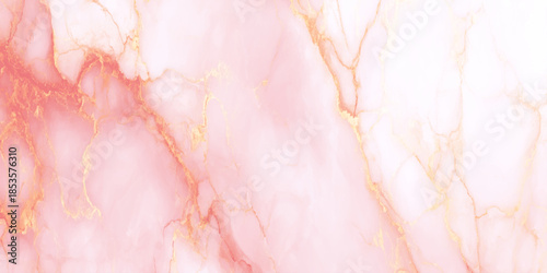 An elegant abstract marble texture featuring swirling shades of pink and delicate golden vein patterns