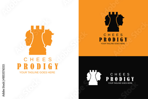 chess prodigy rook with girl and boy silhouette design vector illustration