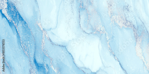A close up view of a stunning blue and white marble texture showcasing natural patterns and delicate veining