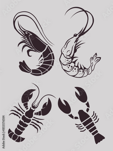 Shrimp Graphic Source Vector Icon.