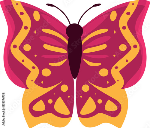 Beautiful butterfly with colorful wings and detailed ornamentation