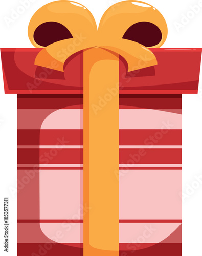 Cartoon illustration of a festive gift box, perfect for birthdays, holidays, or any special occasion