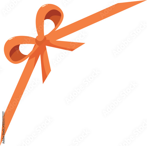 Orange ribbon tied in a bow, isolated on white background, perfect for gift wrapping or decoration