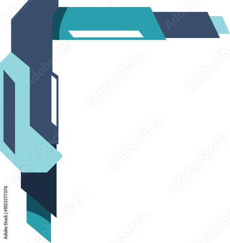 Geometric shapes creating a modern and abstract corner element, ideal for technology or futuristic designs