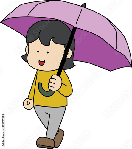 우산 들고 걷는 사람 이미