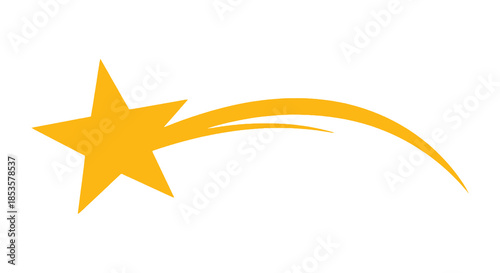 A vibrant golden shooting star streaks across a blank background creating a dynamic silhouette
