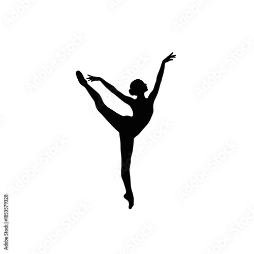 Graceful Ballet Dancer Silhouette in Elegant Pose for Performing Arts and Dance Studio Branding