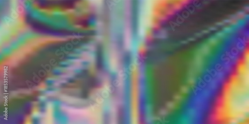 Holographic abstract colorful backdrop. Holographic color wrinkled foil. Iridescent art. Trendy creative gradient. Blurred background.
