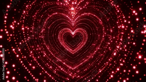 Glowing heart shape formed by drifting embers on valentine background