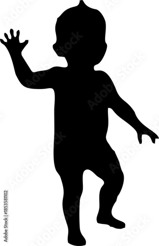 Set of baby and toddler silhouette isolated on white background. Sitting, crawling and standing. Vector illustration