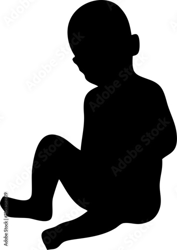 Set of baby and toddler silhouette isolated on white background. Sitting, crawling and standing. Vector illustration