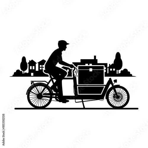 Urban Delivery Bike with Cargo Compartment Silhouette for Modern Logistics and City Courier