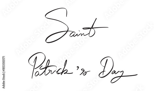 Saint patrick day text font calligraphy hand written lettering script black color object icon st patrick day 17 seventeen day date march month leprechaun saint patrick day greeting card event party 