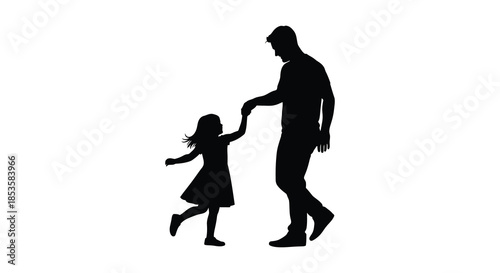 A tender moment of a father and daughter joyfully dancing together captured in silhouette