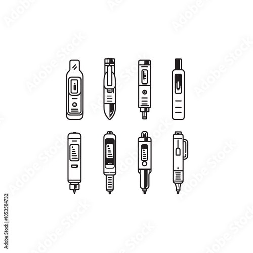 Insulin Pen icon line art healthcare equipment 