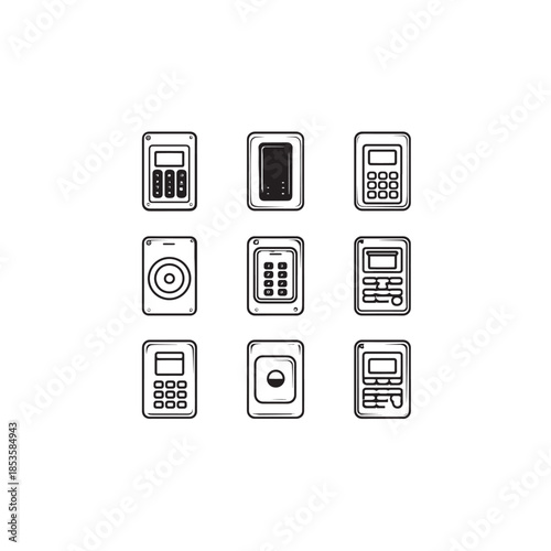 Intercom System icon line art communication device 