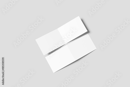Blank Bi-Fold Landscape Brochure Mockup - 3D Illustration	