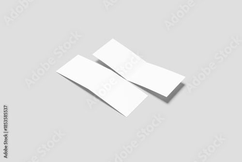 Blank Bi-Fold Landscape Brochure Mockup - 3D Illustration	