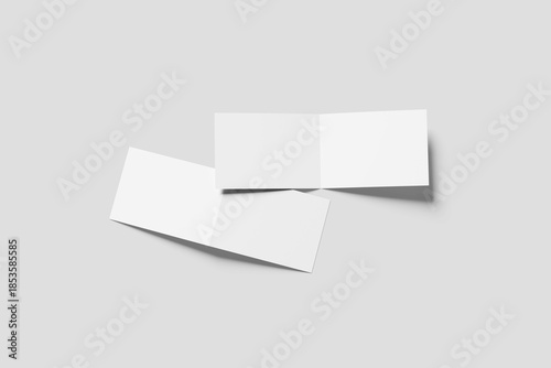 Blank Bi-Fold Landscape Brochure Mockup - 3D Illustration	