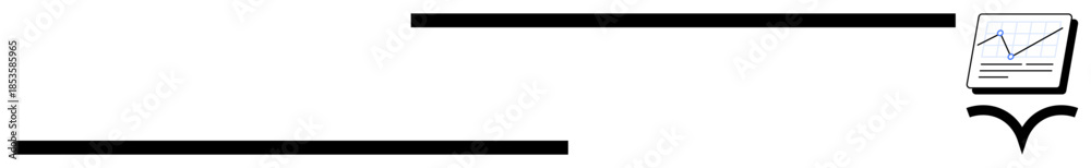 Obraz premium Single upward graph on screen, supported by bold lines connecting elements. Ideal for growth, business, analytics, strategy, progress, finance, achievement simple flat metaphor