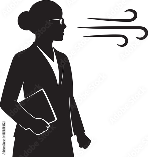 silhouette of a women facing wind 