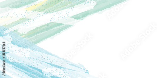 Soft mint aqua water color brush sweep creating airy abstract background with clean copy space