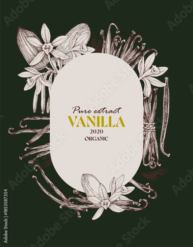 Vanilla vector label template in vintage style