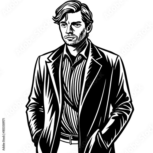 Stylish Man in a Coat with an Air of Confidence and Mystery stylish man in