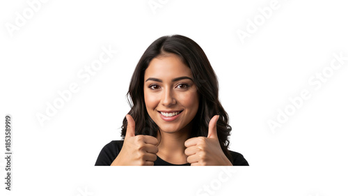 Attractive woman giving thumbs up