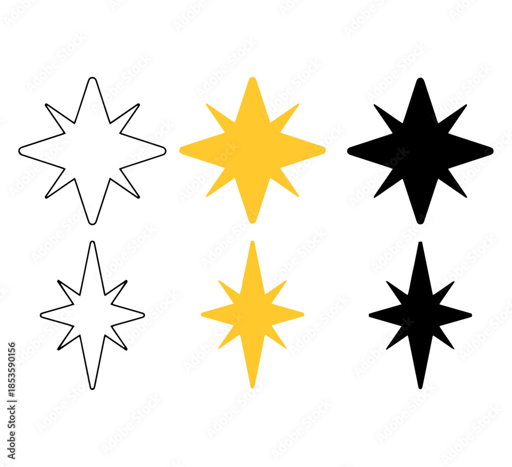 Obraz premium sparkle star and north star icons set flat vector magic design