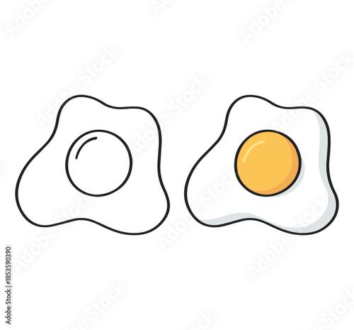 fried egg sunny side up breakfast icons flat vector design