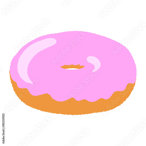 手書き風の単品アイコンイラスト　食べ物　ドーナツ
