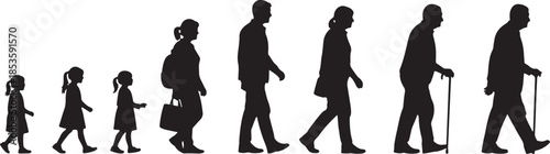 Silhouettes of People Showing Life Stages child girl