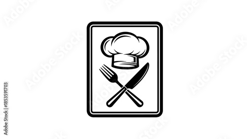 Chef Hat and Utensils Emblem for Culinary Arts.