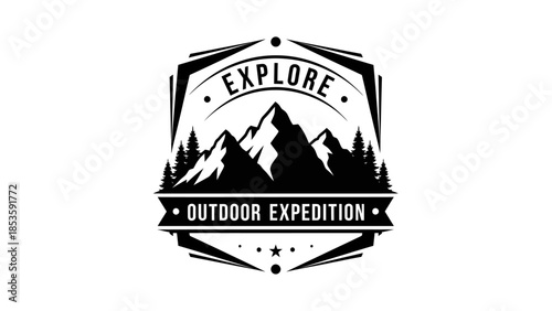 Explore Outdoor Expedition Mountain Adventure Emblem.