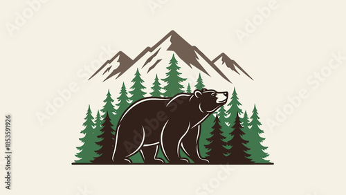 Majestic Brown Bear Roaring in a Forest Setting.