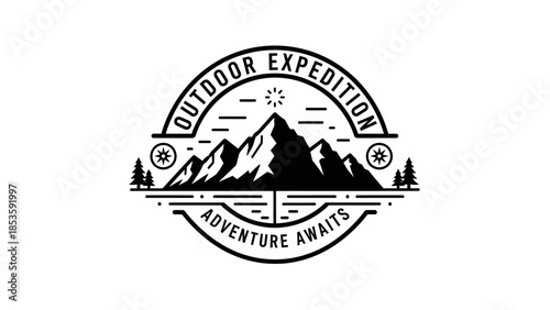 Outdoor Expedition Adventure Awaits Mountain Emblem.